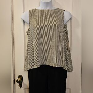 NWT Worthington Olive & White Striped Tank - Size Large